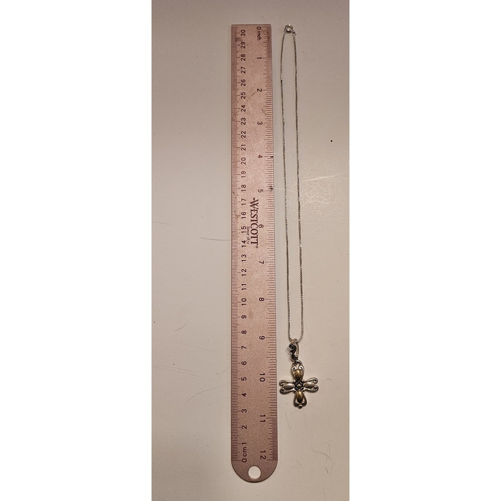Premier Gold/Silver Cross Necklace 18 inches - Picture 4 of 4